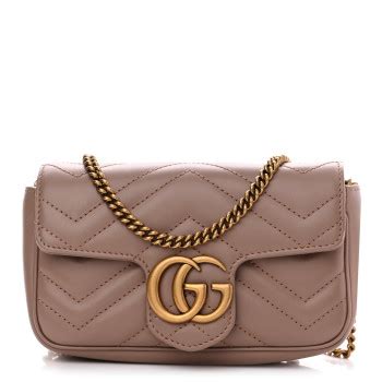 Gucci Porcelain Rose Calfskin Matelasse Super Mini GG 